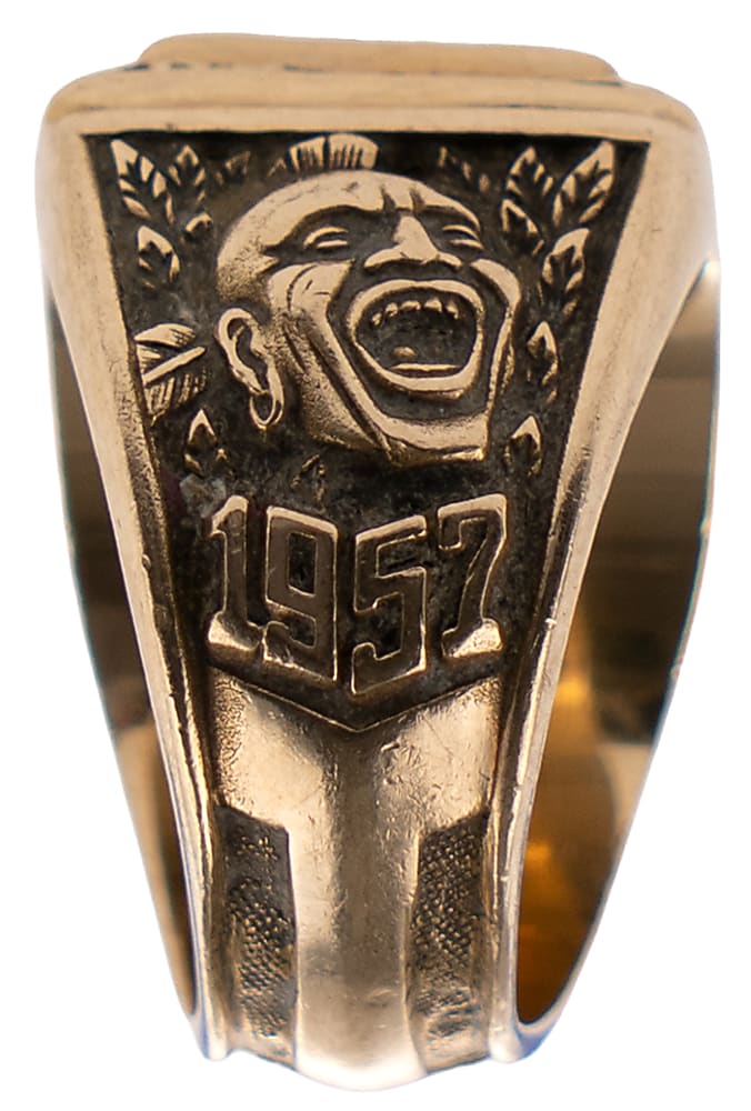 1957 Hank Aaron Milwaukee Braves World Series Champions 10K Gold Commemorative Ring - Jeweler LOA