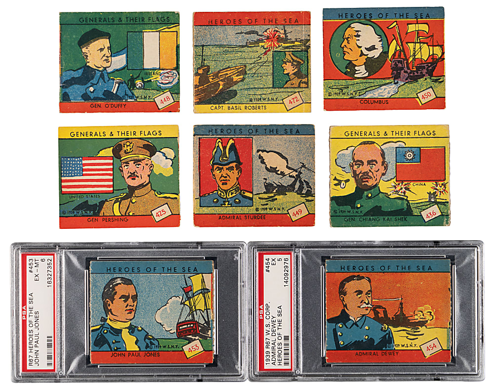 1939 W.S. Corp Generals & Their Flags and Heroes of the Sea Complete Set Pair with (2) PSA Graded - (48 Total Cards)