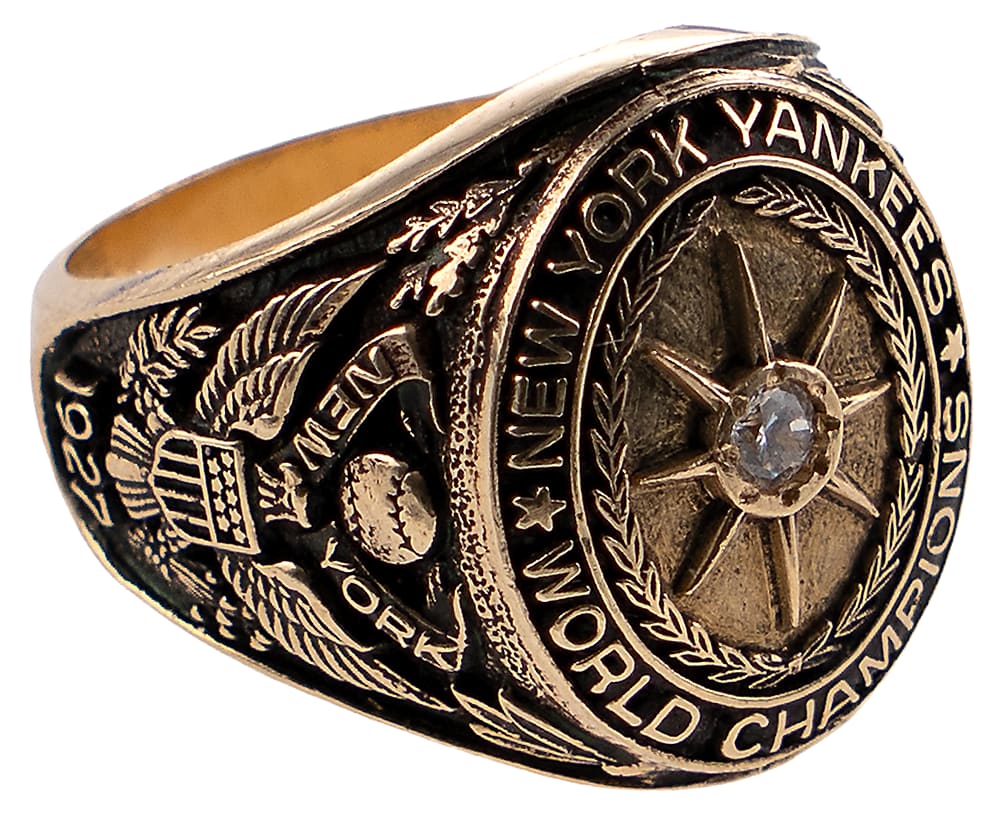 1927 Babe Ruth New York Yankees World Champions 10K Gold Commemorative Ring - Jeweler LOA