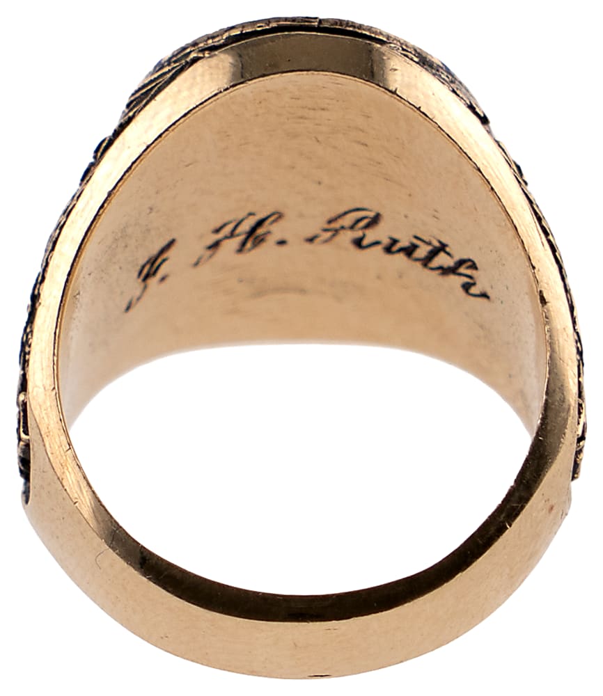 1927 Babe Ruth New York Yankees World Champions 10K Gold Commemorative Ring - Jeweler LOA