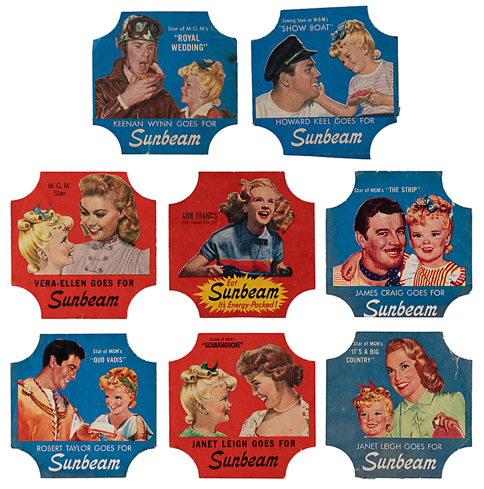 1951-1953 Sunbeam Bread Movie Stars Bread Label Collection (40)