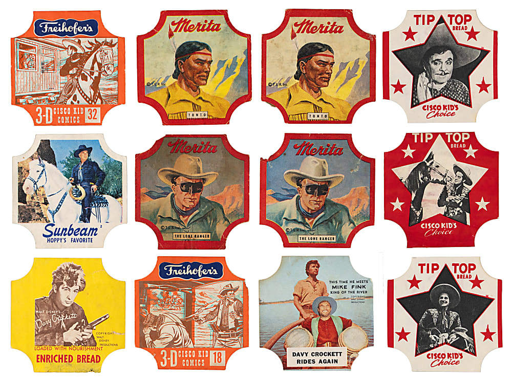 1940s-1950s Western Star Bread Label Collection (42) with The Lone Ranger, Cisco Kid, Hopalong Cassidy & Davy Crockett