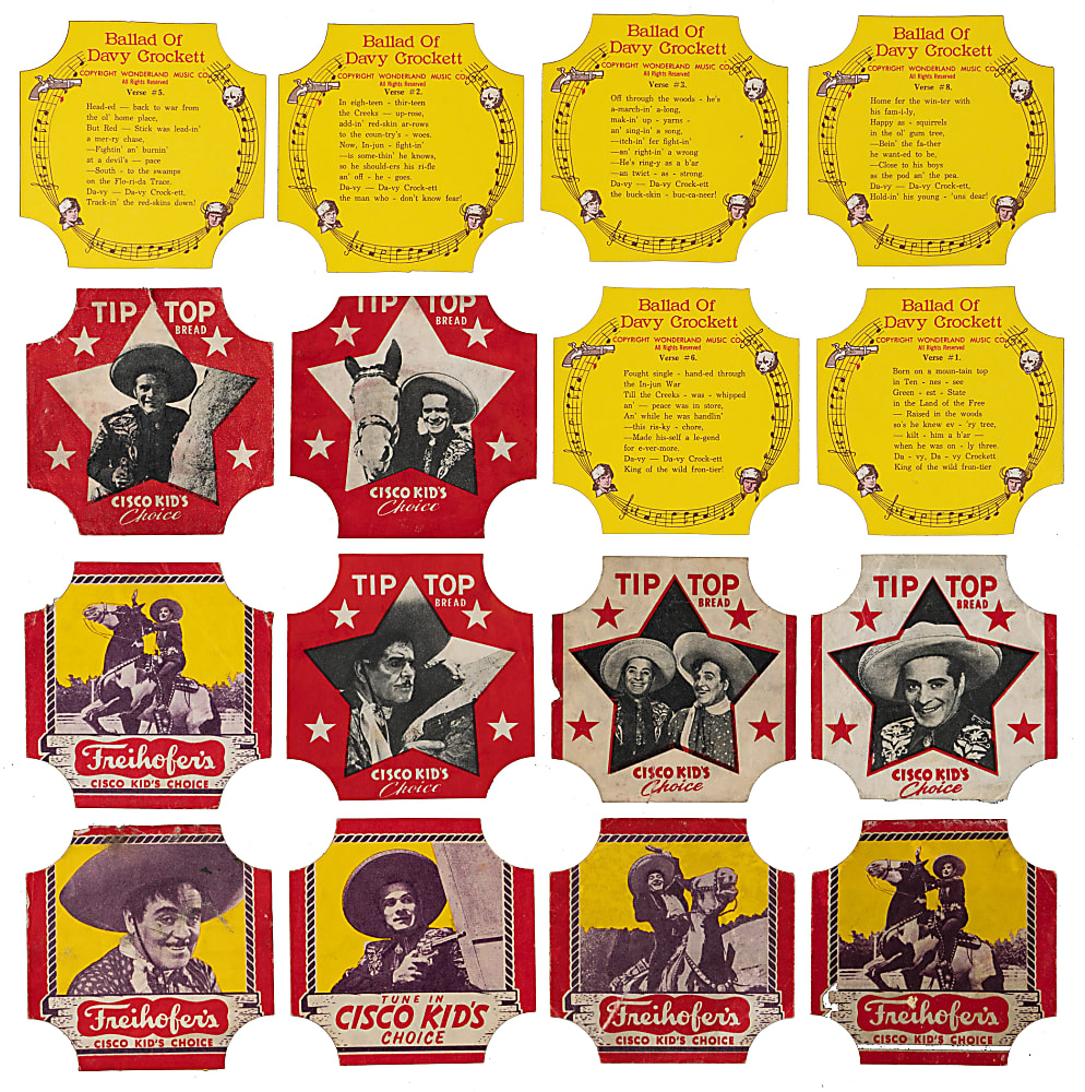 1940s-1950s Western Star Bread Label Collection (42) with The Lone Ranger, Cisco Kid, Hopalong Cassidy & Davy Crockett