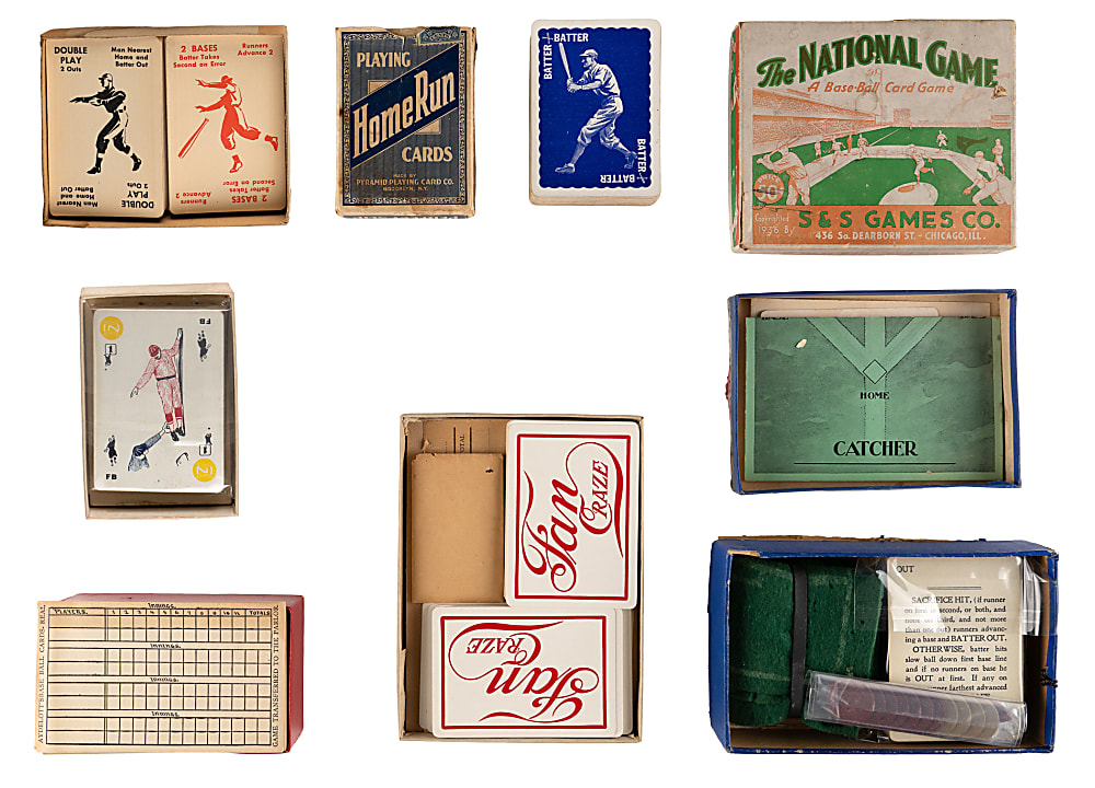 1904-1944 Baseball Card Games (9) with 1904 Fan Craze, 1909 Fan Ball & 1936 S&S