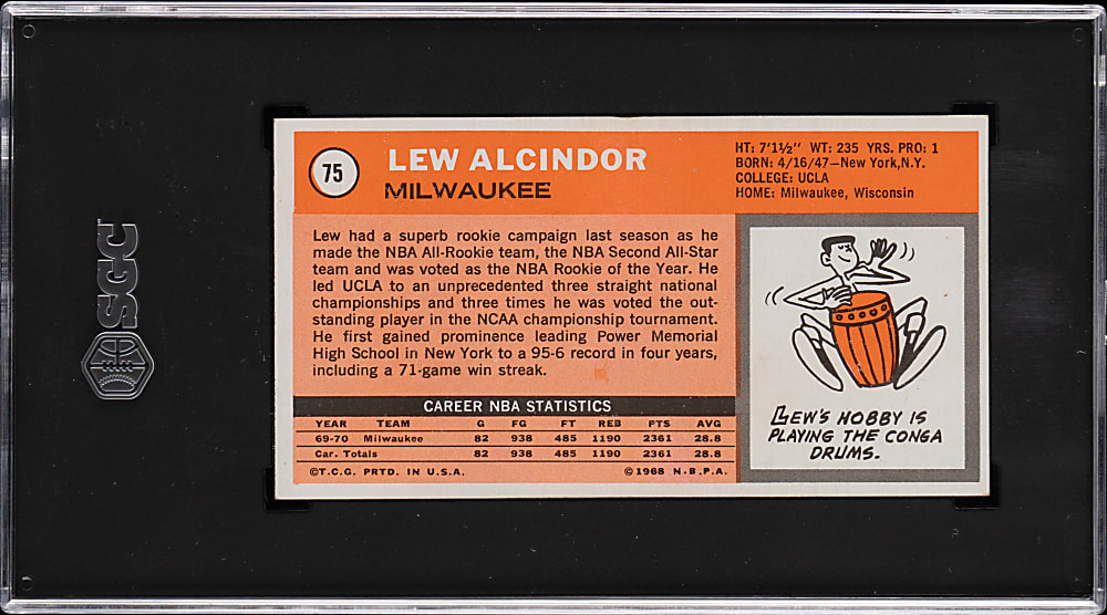 1970-1971 Topps Basketball #75 Lew Alcindor SGC EX 5