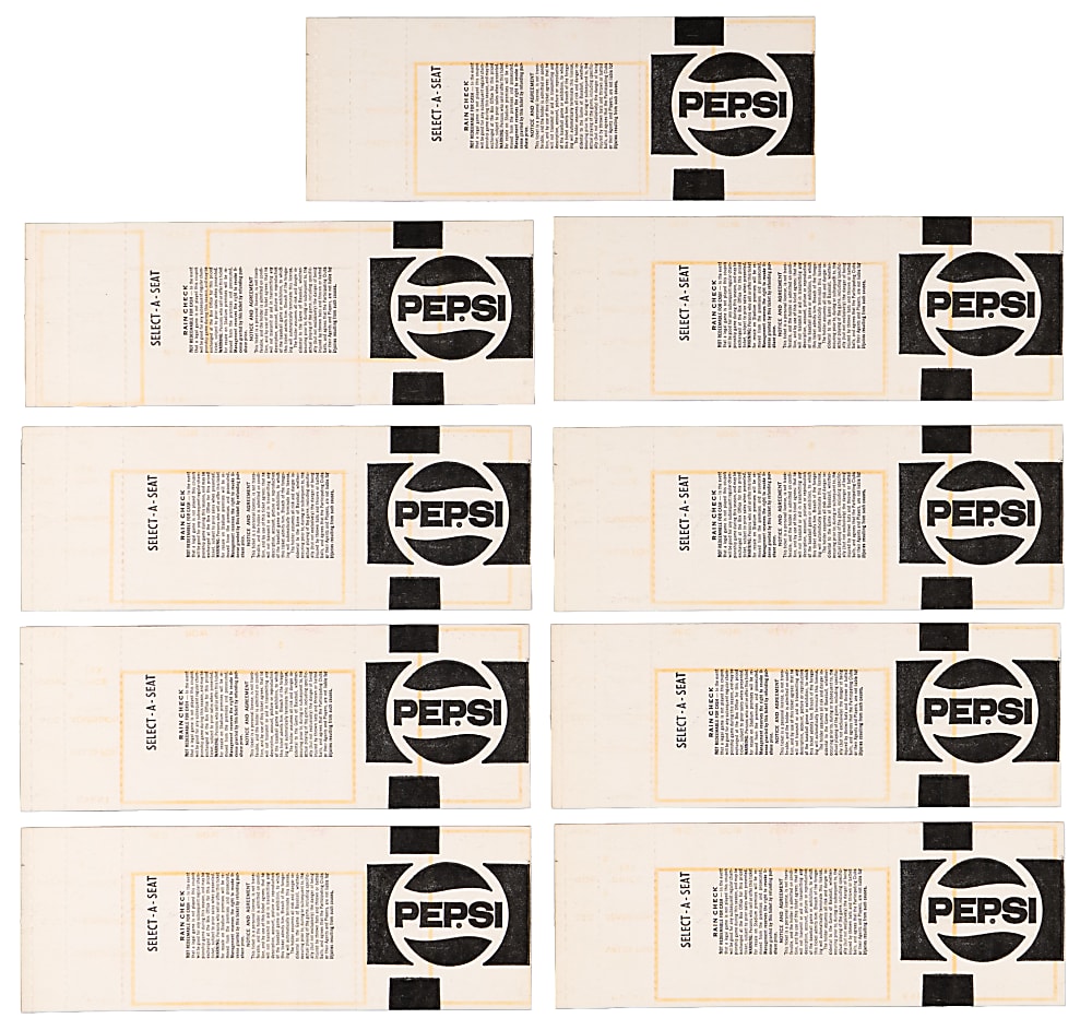 1977 St. Louis Cardinals vs. San Diego Padres Full Unused Tickets (9) - Lou Brock Stolen Base #893 Surpassing Ty Cobb for Most All-Time!