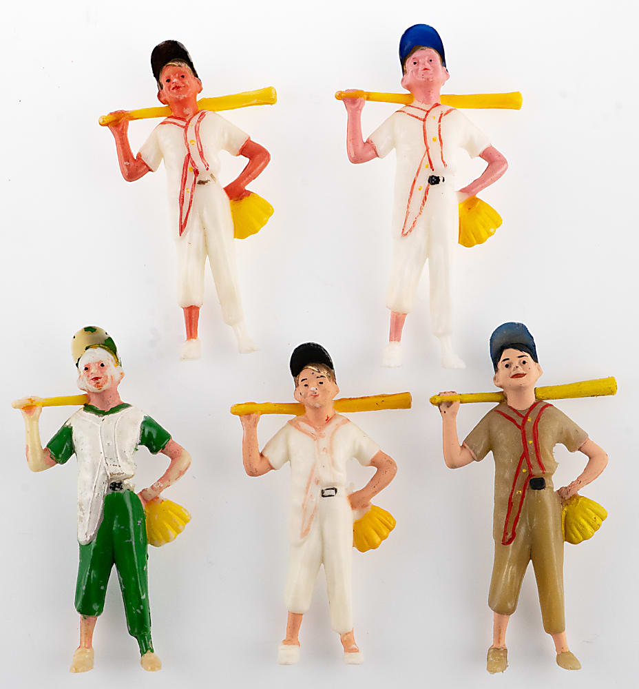 Vintage to Modern Hartland/Other Little Leaguer Bat Boy Statues (8) with Gay-Gem Cake Topper Set in Original Package