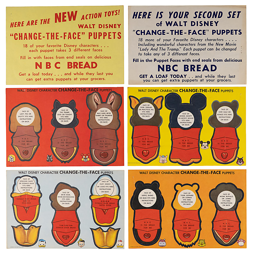 1940s-1960s Walt Disney Bread Label Complete Sets (8) with (3) Albums – (164 Total Labels)