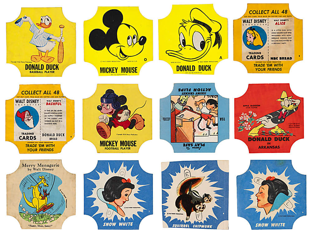 1940s-1960s Walt Disney Themed Bread Label Collection (250+) Different from Several Issues & Set