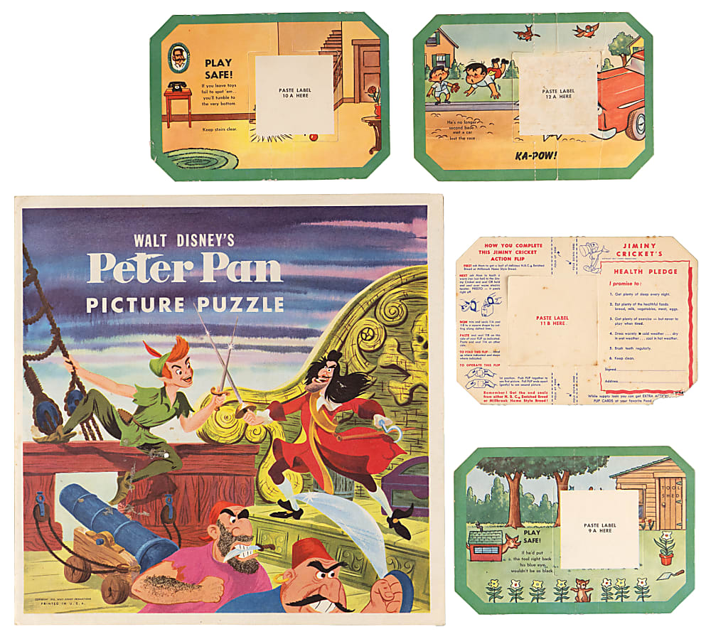 1940s-1960s Walt Disney Themed Bread Label Collection (250+) Different from Several Issues & Set