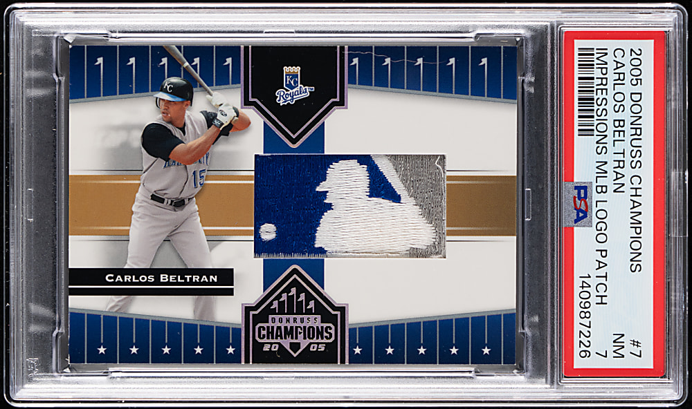 2005 Donruss Champions #7 Carlos Beltran MLB Logoman Patch #1/2 PSA NM 7