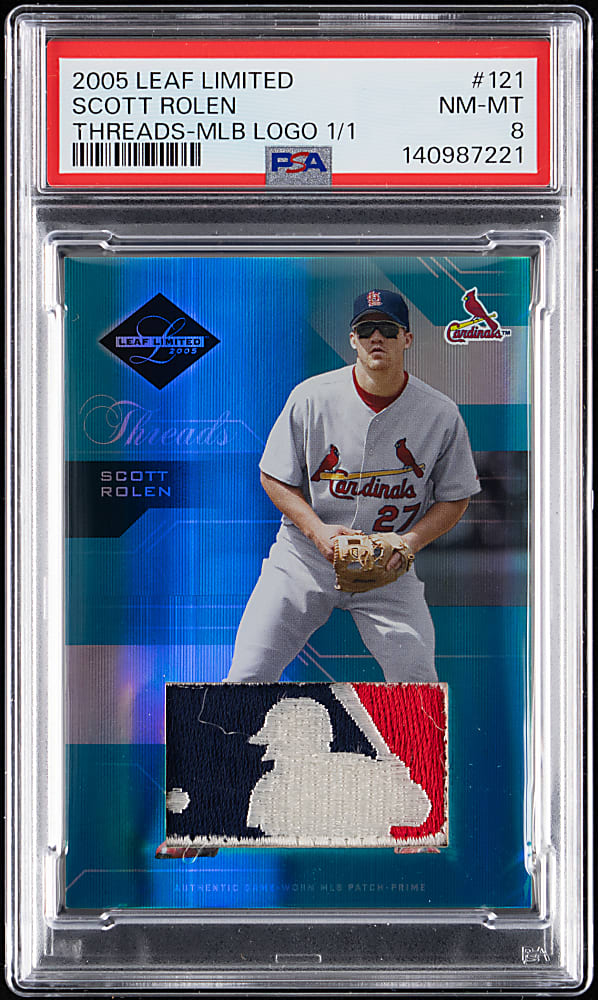 2005 Leaf Limited #121 Scott Rolen MLB Logoman Patch #1/1 PSA NM-MT 8