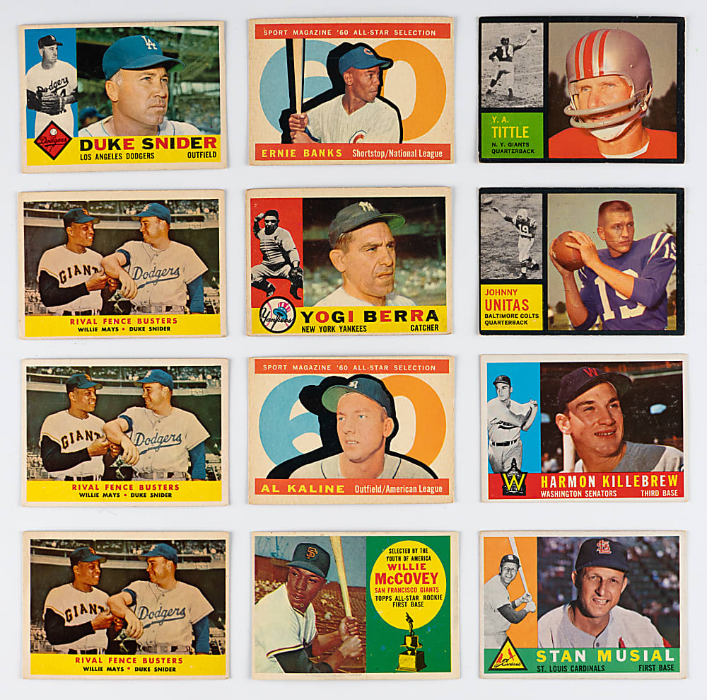 1952-1963 Baseball & Football Shoebox Collection (683) with (110+) Hall of Famers Including Rookies