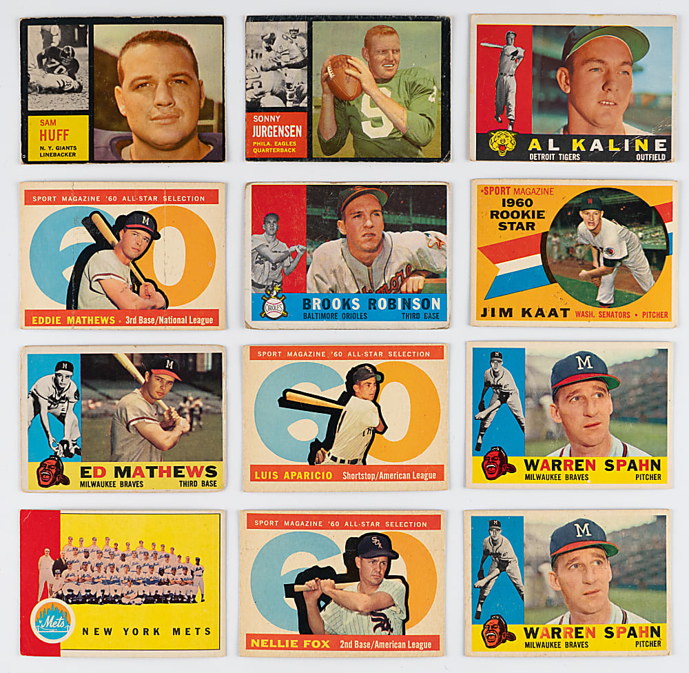 1952-1963 Baseball & Football Shoebox Collection (683) with (110+) Hall of Famers Including Rookies
