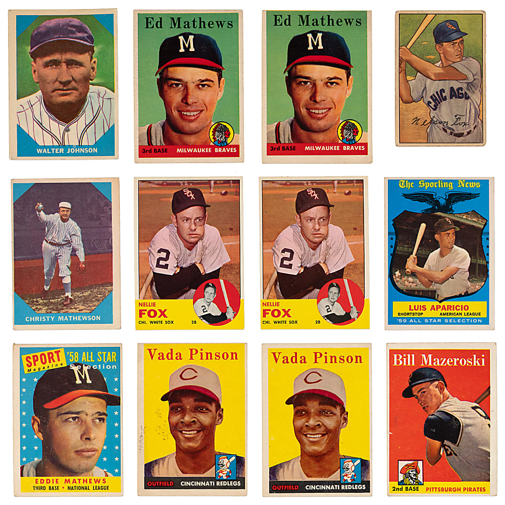 1952-1963 Baseball & Football Shoebox Collection (683) with (110+) Hall of Famers Including Rookies