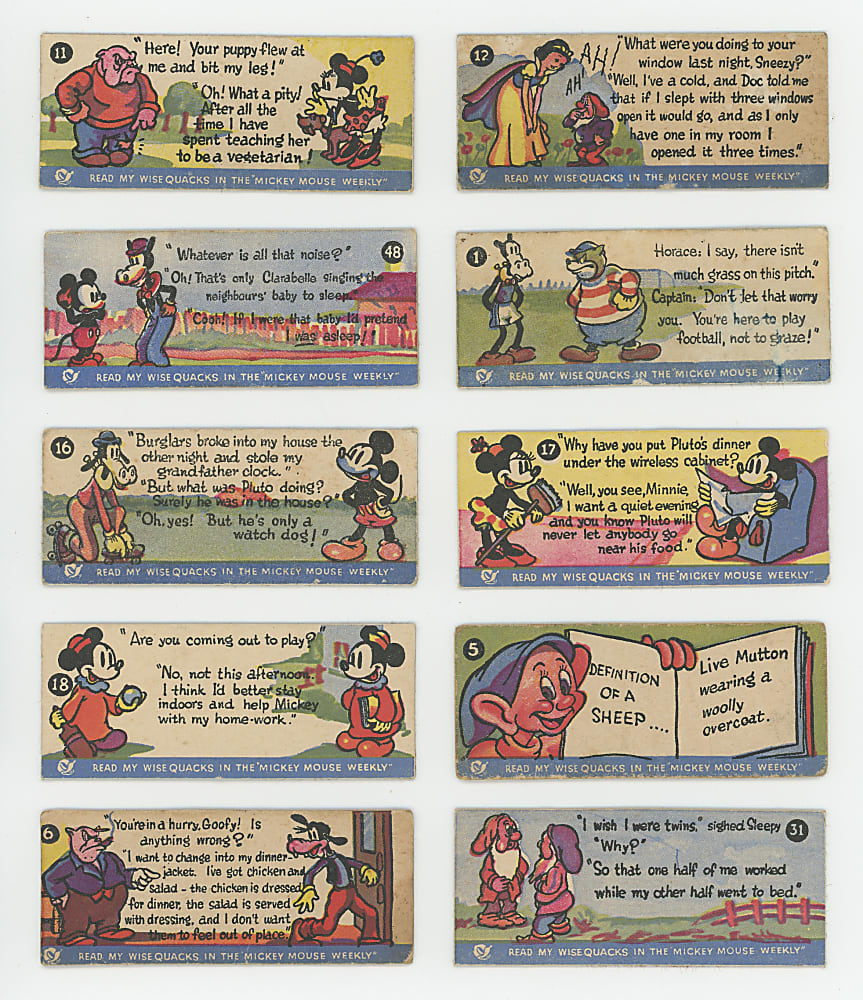 1939 A.J. Caley & Son Mickey Mouse Wisequacks Partial Set (30/48)