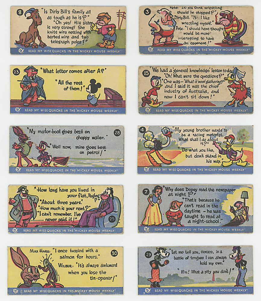 1939 A.J. Caley & Son Mickey Mouse Wisequacks Partial Set (30/48)