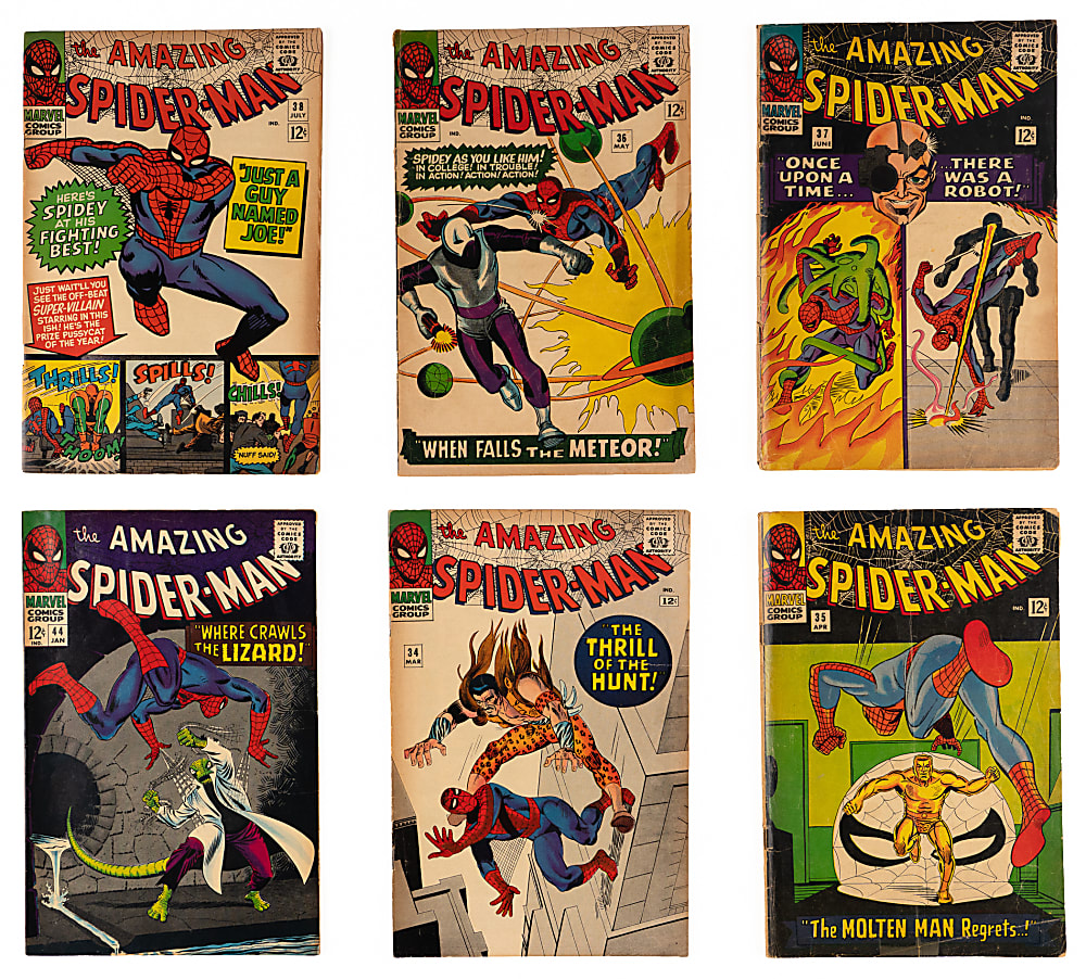 1966-1968 Marvel Amazing Spider-Man Comic Books (12) with Kraven, Lizard, Vulture & Kingpin