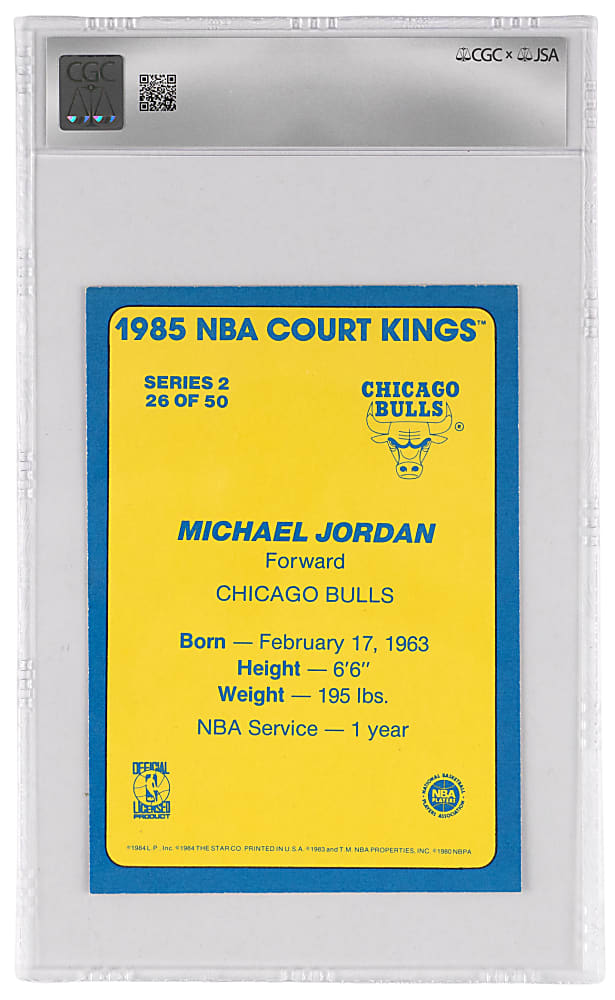 1984-1985 Star Basketball Court Kings #26 Michael Jordan Period Signed Rookie CGC EX/NM 6 with JSA Auto 8