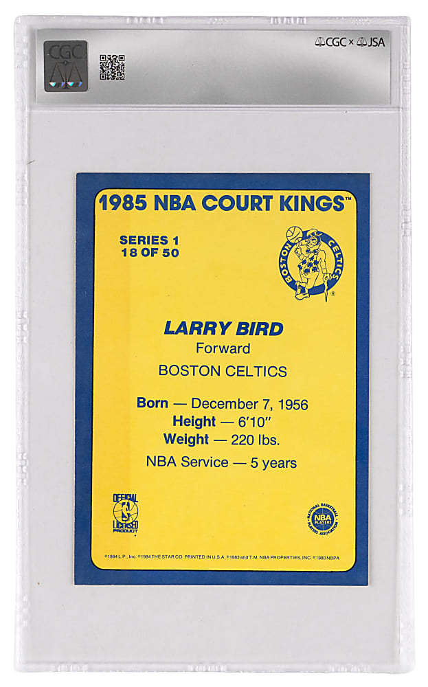 1984-1985 Star Court Kings #18 Larry Bird Period Signed CGC NM 7 with JSA Auto 9
