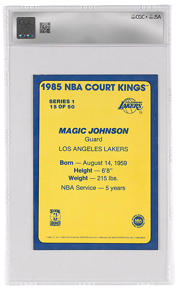 1984-1985 Star Court Kings #15 Magic Johnson Period Signed CGC EX+ 5.5 with JSA Auto 9