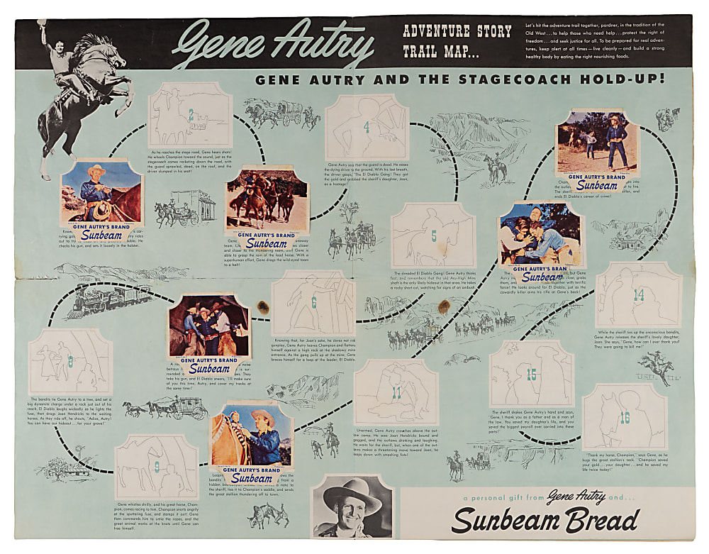 1950s Bread Label Albums (5) with (3) Gene Autry, Hopalong Cassidy & Famous Events in American History