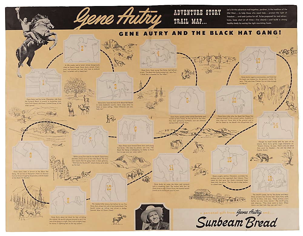 1950s Bread Label Albums (5) with (3) Gene Autry, Hopalong Cassidy & Famous Events in American History