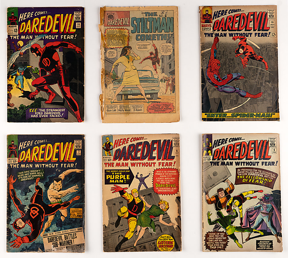 1964-1966 Marvel Daredevil Early Issues (12) with #4 First Purple Man & #7 First Red Costume