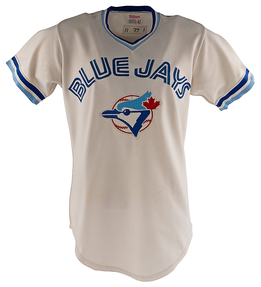 1977 John Scott First-Year Toronto Blue Jays Game-Used Home Jersey with Phil Wood LOA