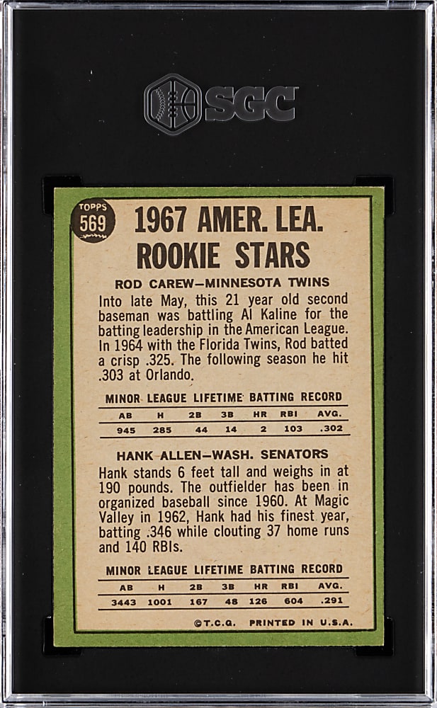 1967 Topps #569 Rod Carew Rookie High Number SGC VG/EX+ 4.5