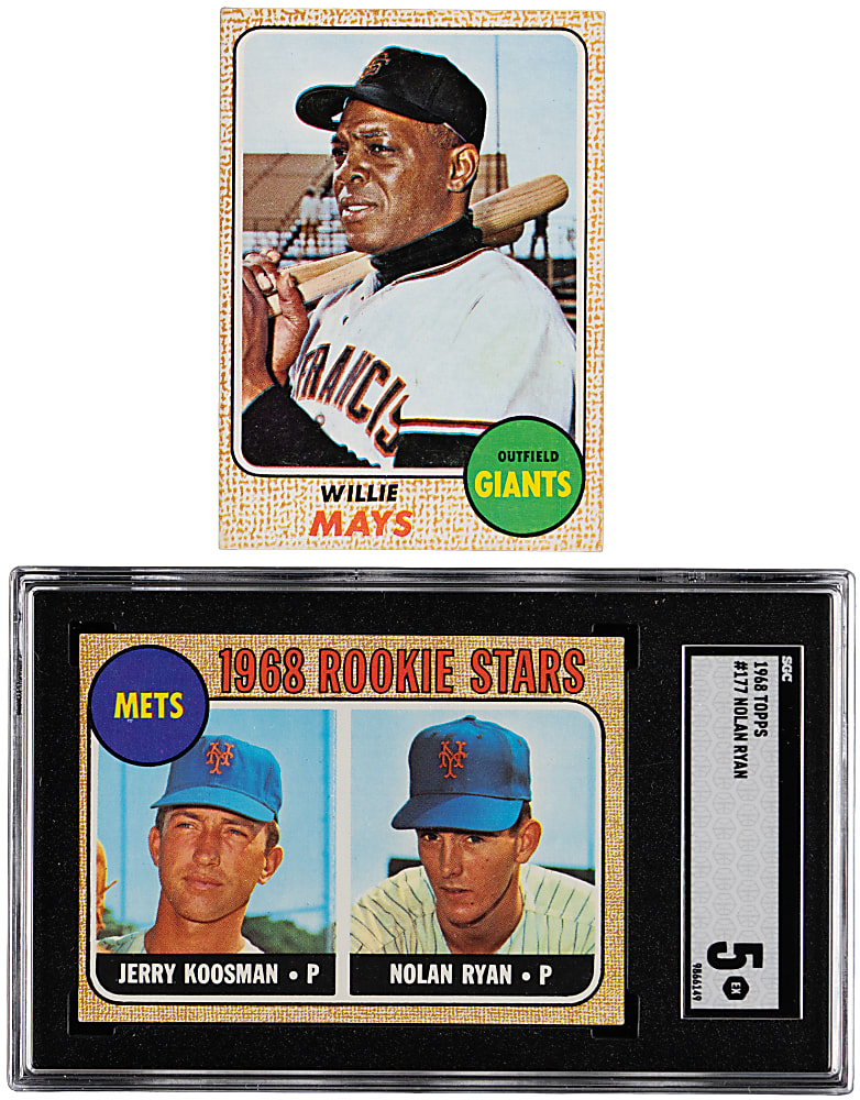 1968 Topps #50 Willie Mays & #177 Nolan Ryan Rookie SGC EX 5 Pair