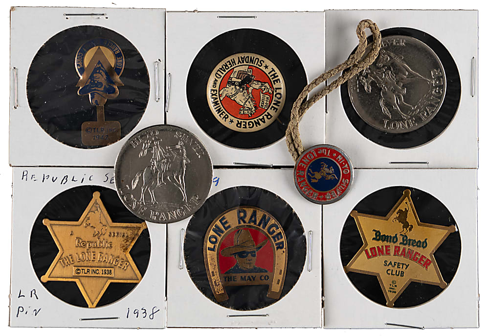 1930s-1940s The Lone Ranger Premium Badge/Pinback/Token Collection (14)