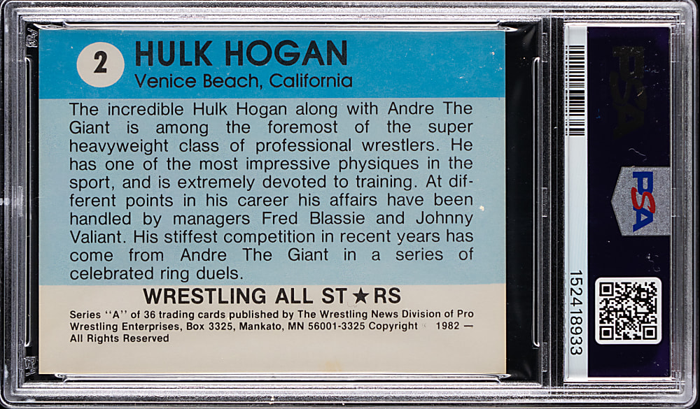 1982 Wrestling All-Stars "Series A" #2 Hulk Hogan Rookie PSA EX 5