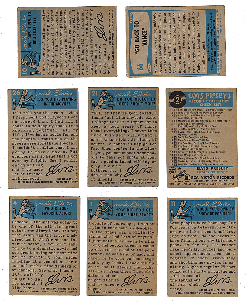 1956 Topps Elvis Presley Complete Set (66/66) Plus 1-Cent Wax Pack Wrapper