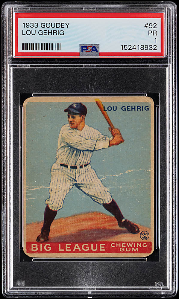 1933 Goudey #92 Lou Gehrig PSA POOR 1