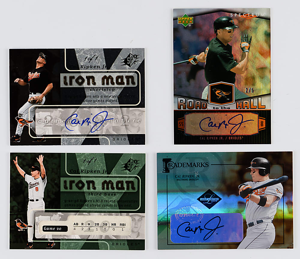 1982-2007 Cal Ripken Jr. Collection (11) with (2) Rookies, (8) Certified Autographs & (3) #1/1
