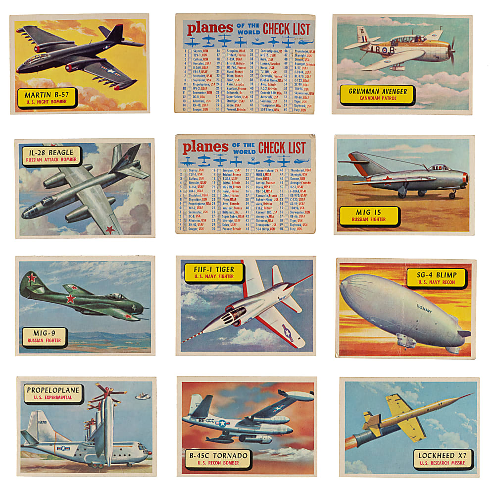 1957 Topps Planes Near Complete Set (102/120) with #9 Propeloplane Shortprint Plus Two Checklists