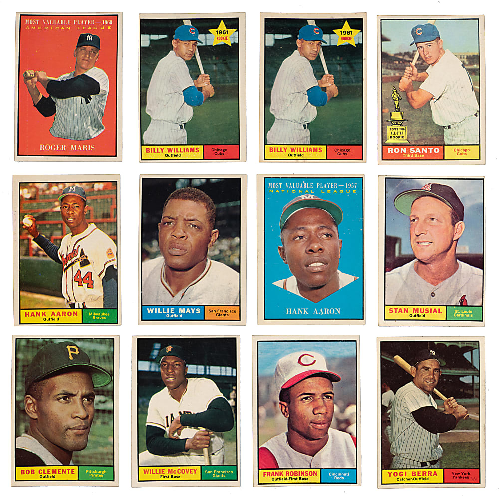 1961 Topps Collection (422) with Partial Set (307/587) Including (35) Hall of Famers with Aaron, Clemente & Mays