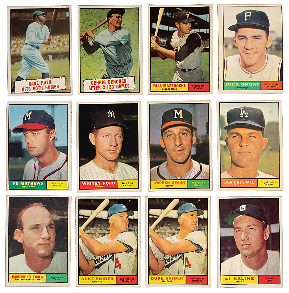 1961 Topps Collection (422) with Partial Set (307/587) Including (35) Hall of Famers with Aaron, Clemente & Mays