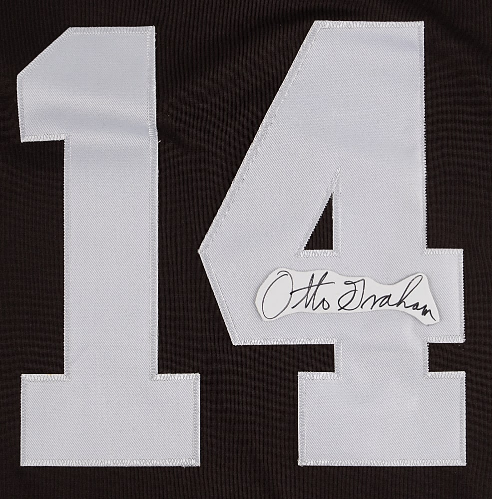 Otto Graham Cut Signature Affixed to Mitchell & Ness 1946-1955 Cleveland Browns Jersey - JSA