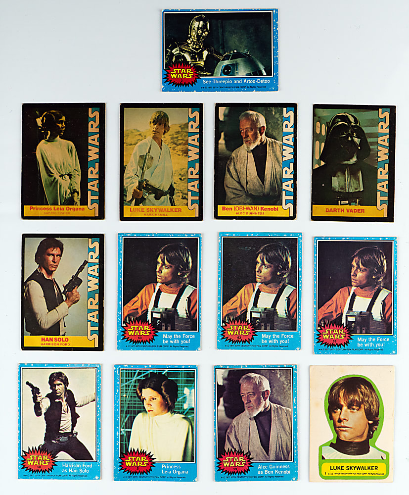 1977 Star Wars Collection with Topps Cards (471) Including #1 Luke Skywalker & Kenner First 12 Action Figure Set with Accessories