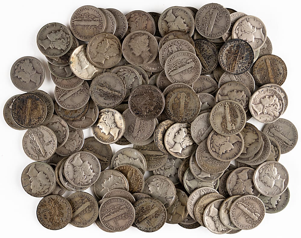 1916-1945 Mercury Silver Dimes (132)