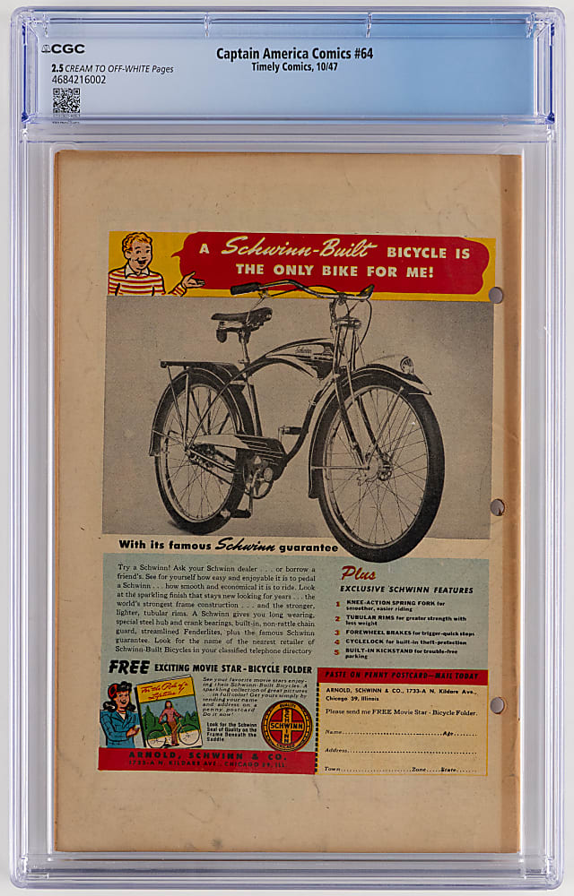 1947 Timely Comics Captain America Comics #64 - CGC 2.5