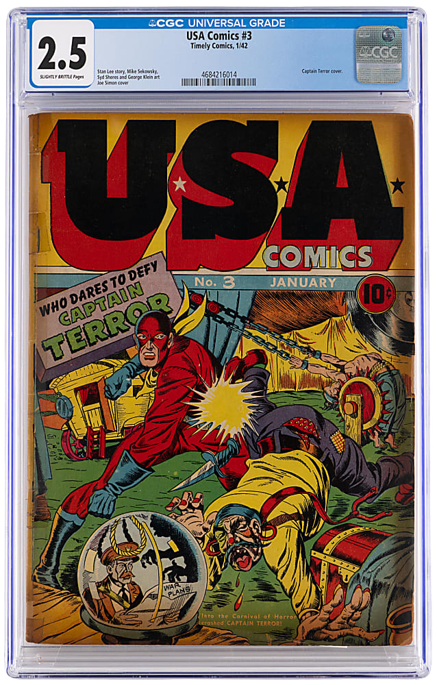 1942 Timely Comics USA Comics #3 Captain Terror Cover - CGC 2.5