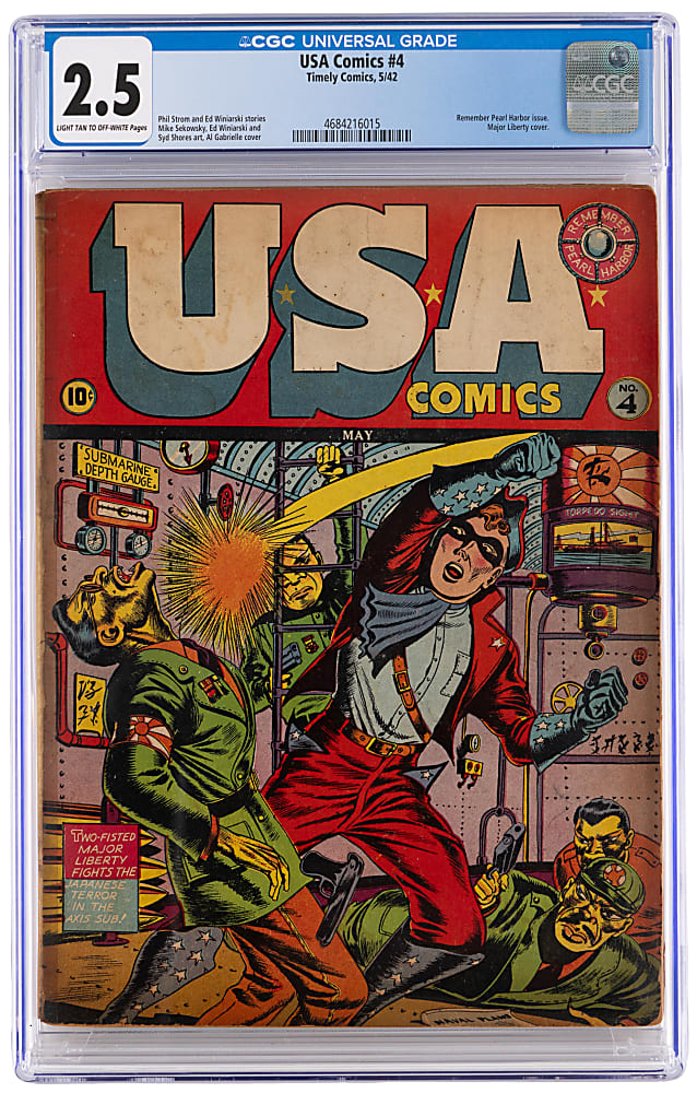 1942 Timely Comics USA Comics #4 Remeber Pearl Harbor Issue - CGC 2.5