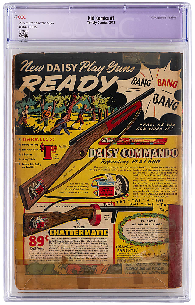 1943 Timely Comics Kid Komics #1 First Appearance of Captain Wonder - CGC .5 Restored