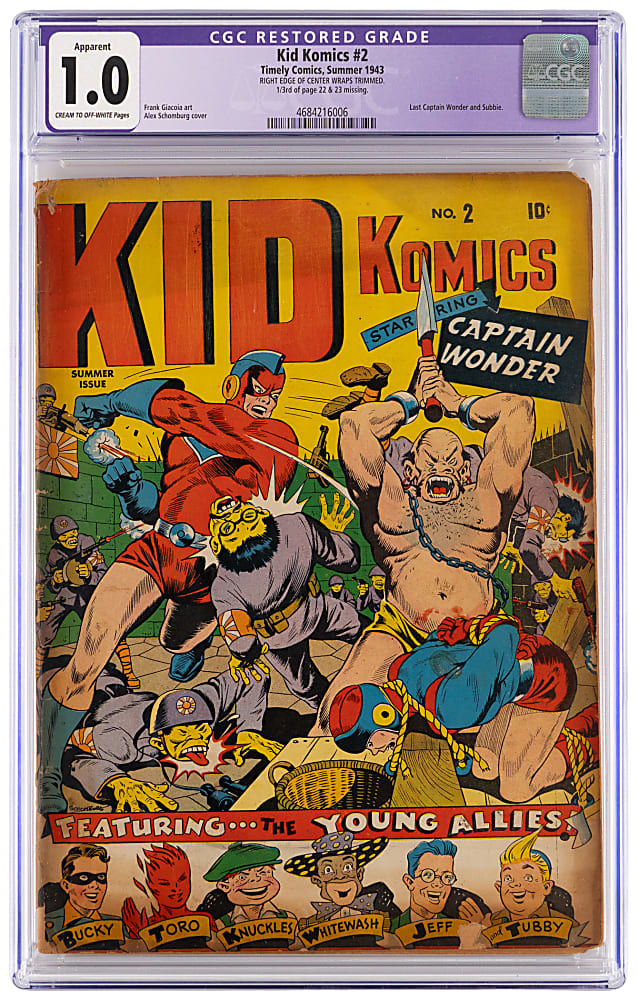 1943 Timely Comics Kid Komics #2 - CGC 1.0 Restored