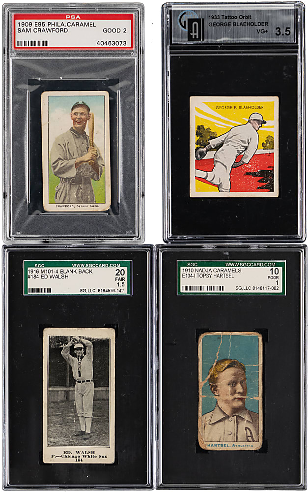 1909-1933 Pre-War Graded Group (4) with (2) Hall of Famers