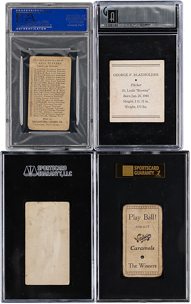 1909-1933 Pre-War Graded Group (4) with (2) Hall of Famers