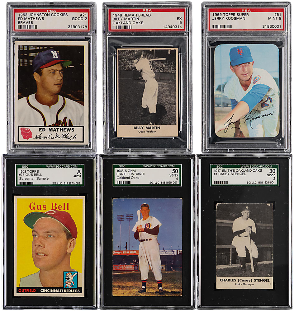 1947-1969 Oddball Baseball Graded Collection (10) with (3) Hall of Famers & Billy Martin Rookie